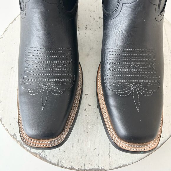 Lane Saratoga Womens Square Toe Cowboy Boots 8 Black Turquoise Western Mid Calf - Picture 6 of 12